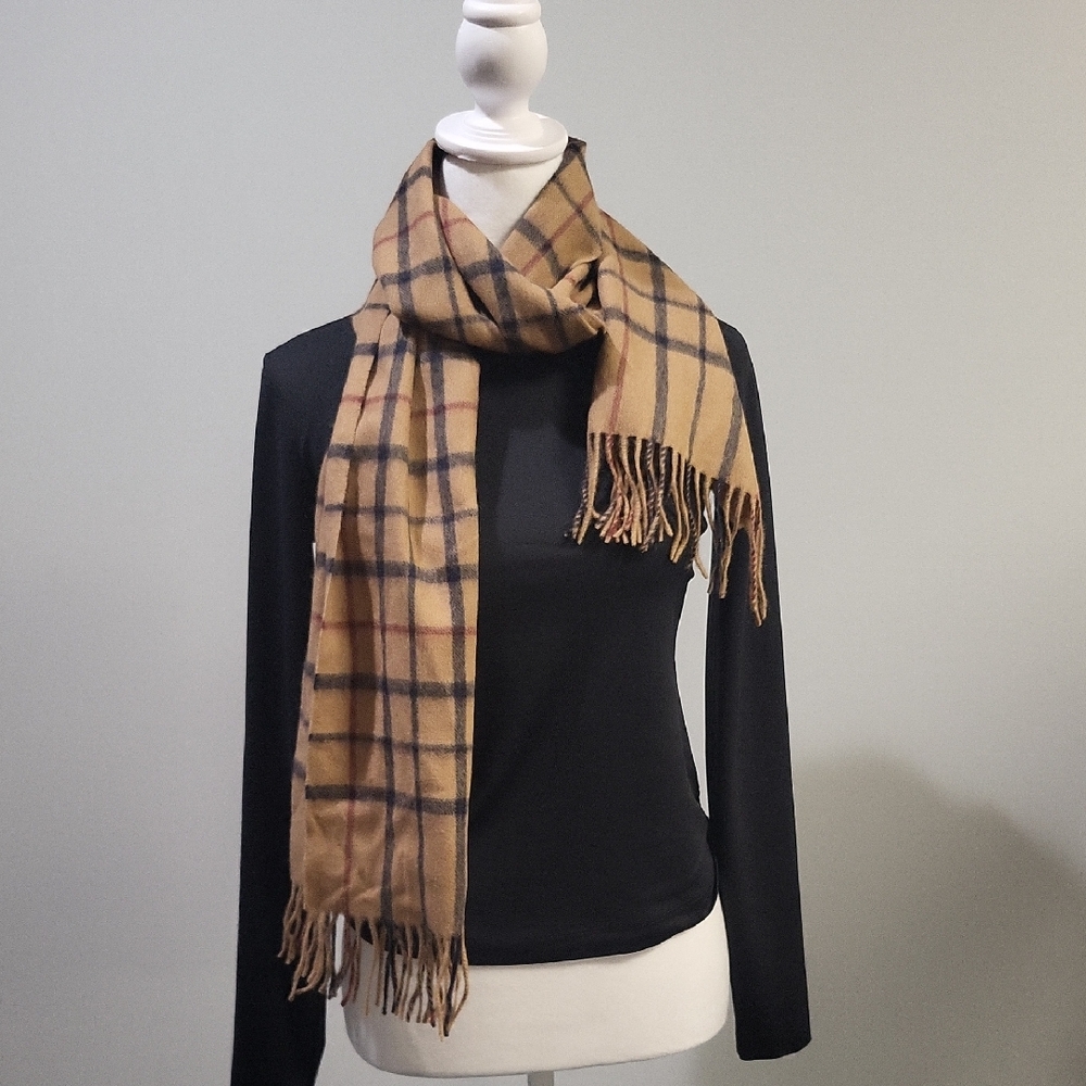 Brooks Brothers Signature Baby Camel Hair Tattersall Scarf